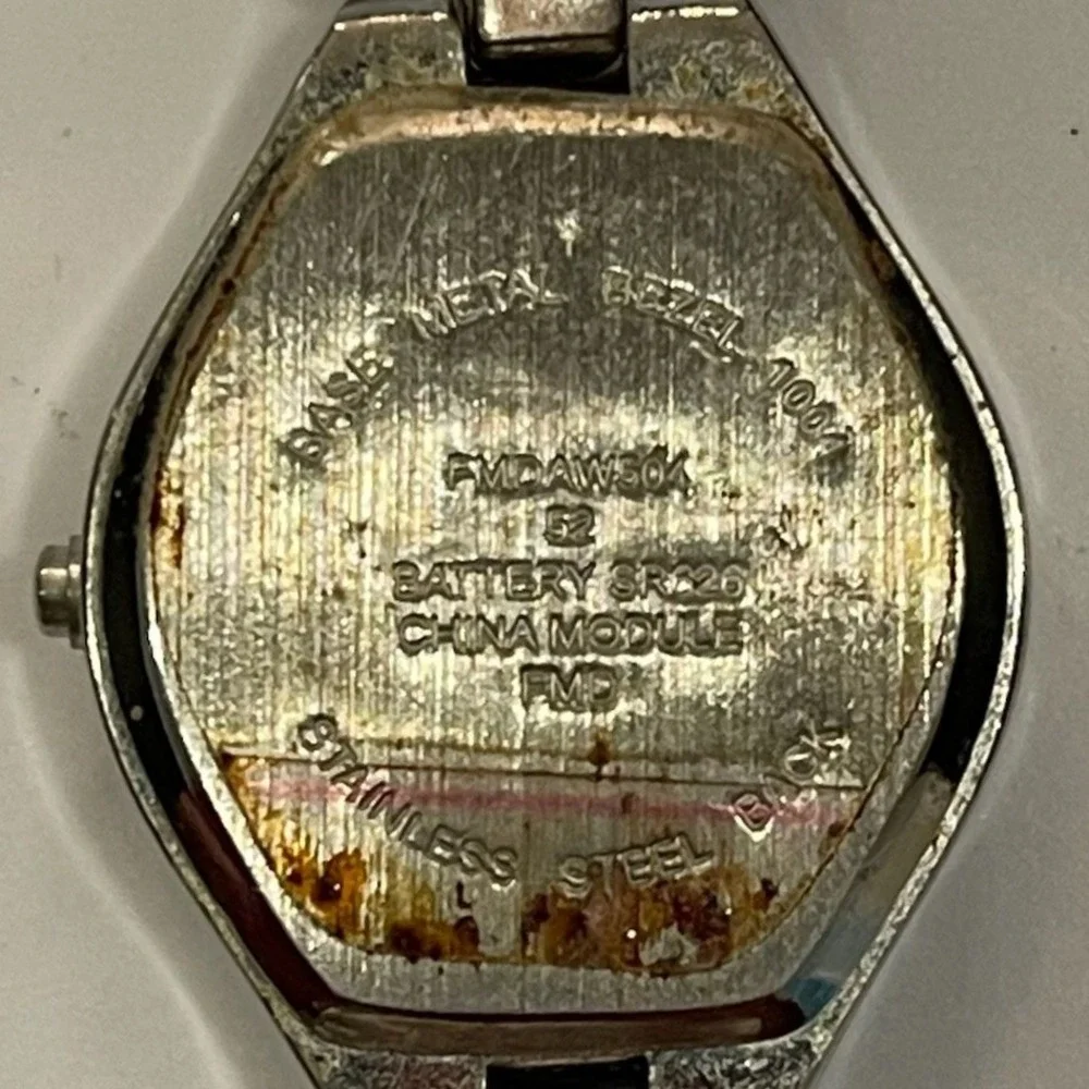FMD Womens Pink Dial Silver Link Bracelet Watch FMDAW504‎ Vintage Untested